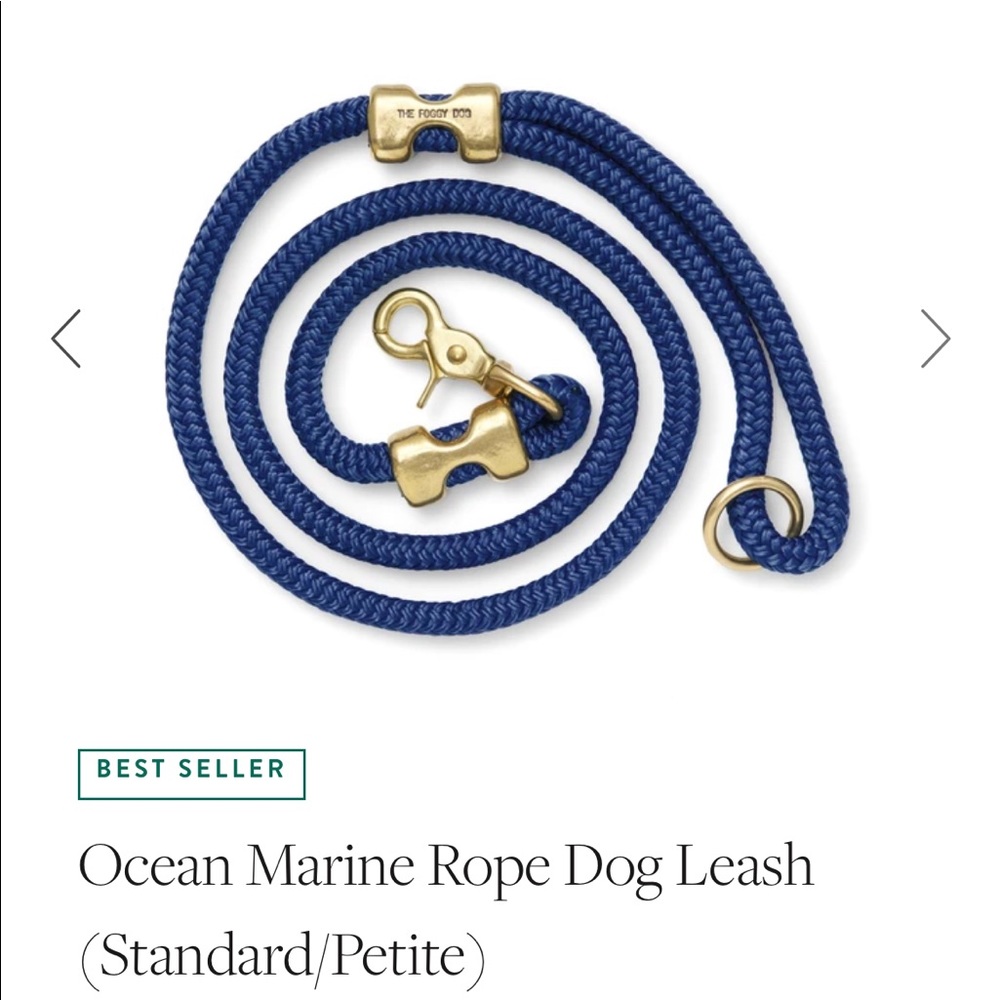 Foggy Dog Navy Rope Leash, 4ft, standard size